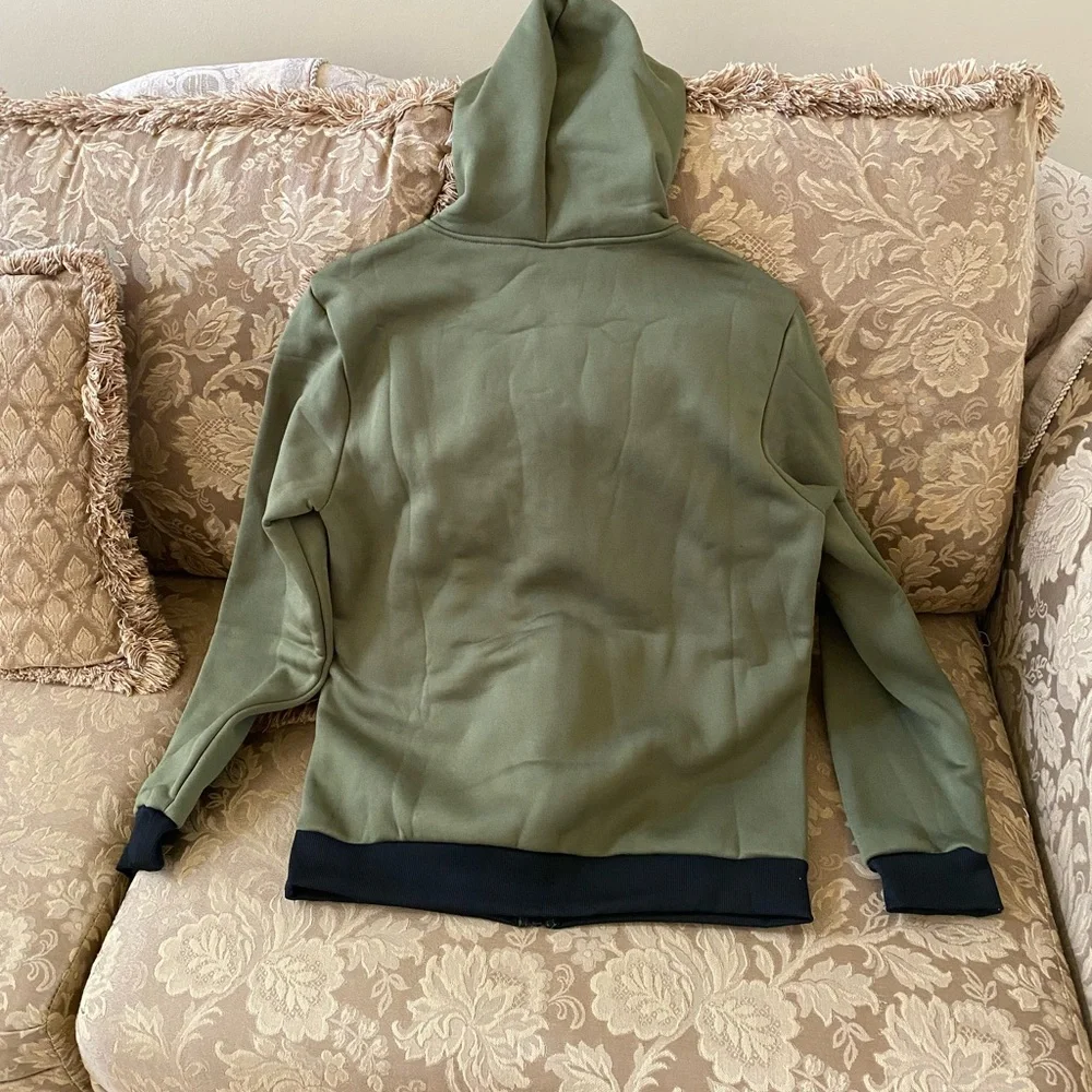 Olive army Green Zip-Up Hoodie jacket new